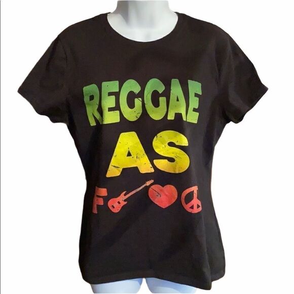 T-Shirt Reggae as F🎸❤️☮️. Size M - Picture 1 of 3